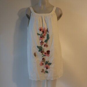 Girls Youth Tuchinda Cream Multicolor Embroidered Floral Shift Dress 12Y *